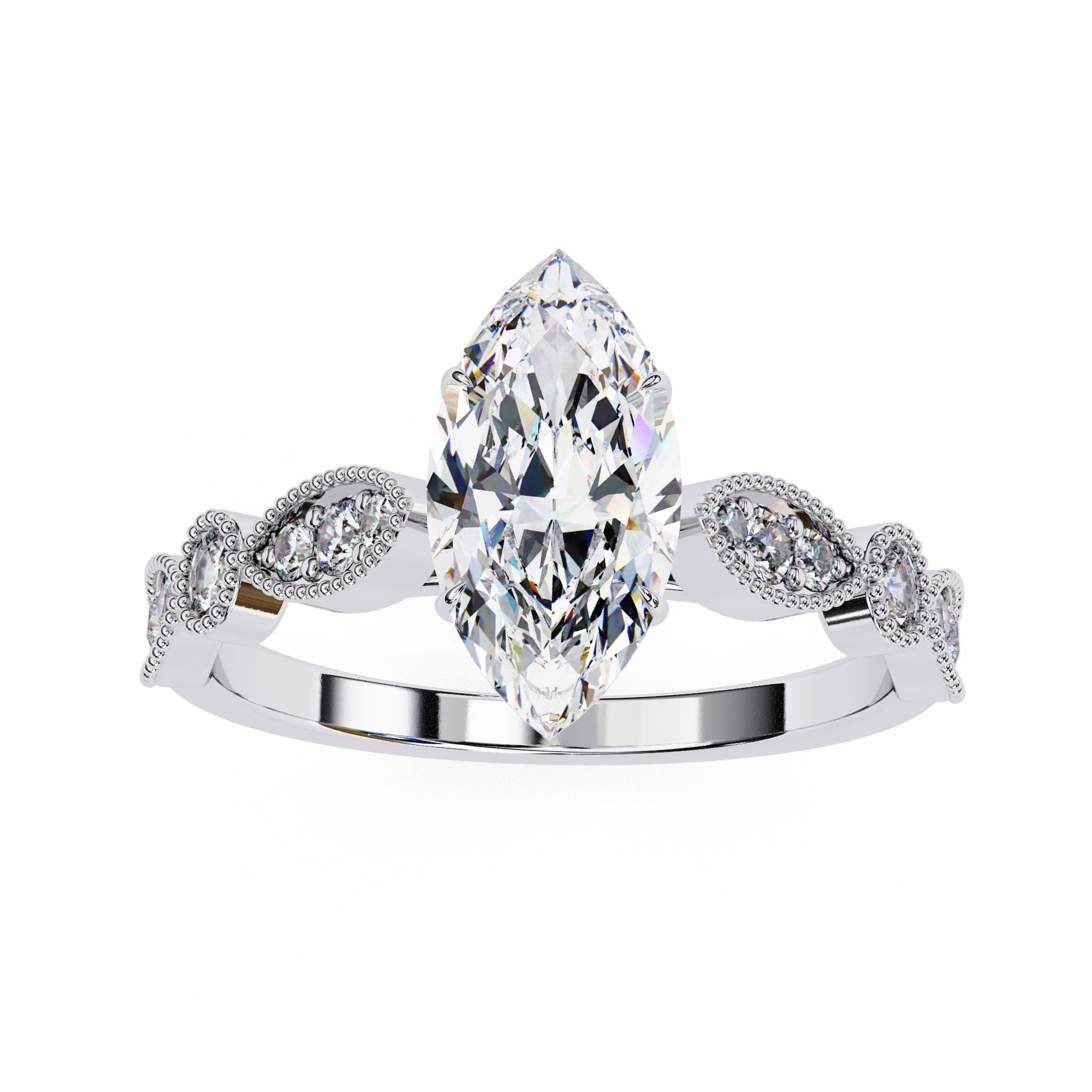 Elegant Central Stone Diamond Ring with Side Accents