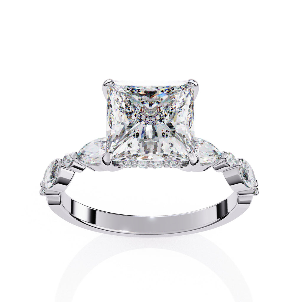 Elegant Central Stone Diamond Ring with Radiant Side Accents