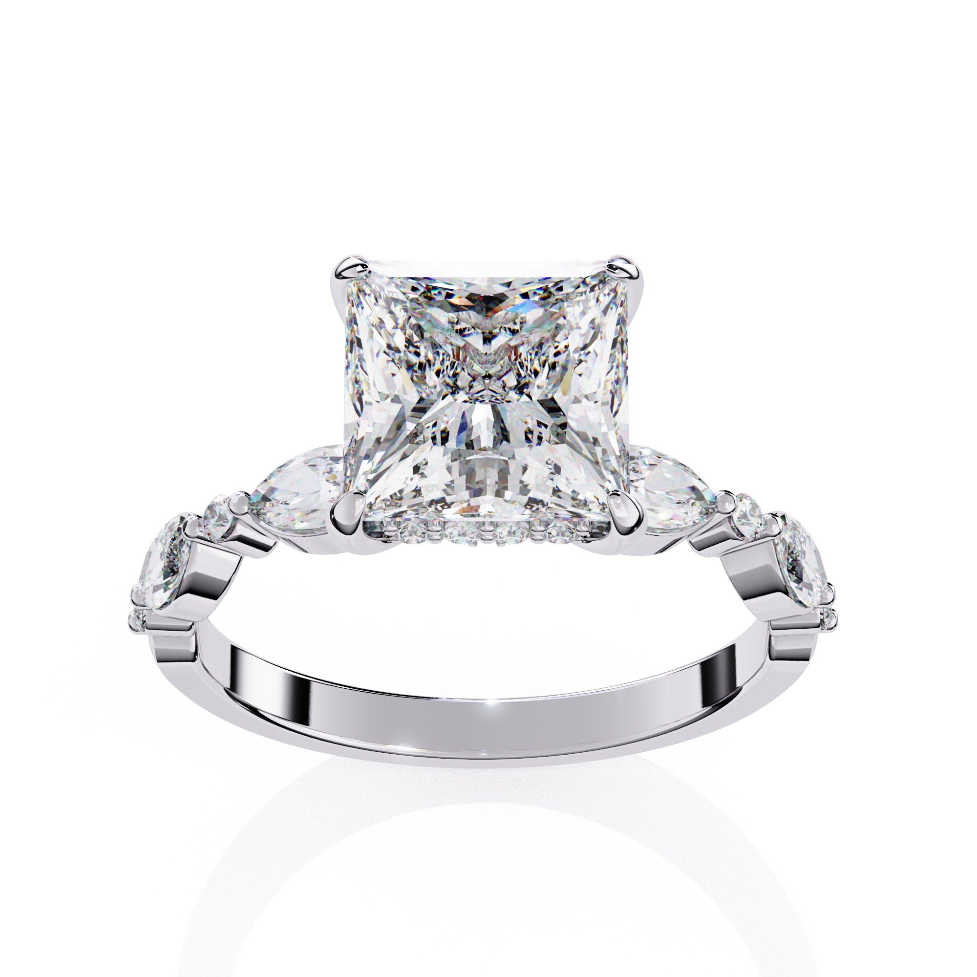 Elegant Central Stone Diamond Ring with Radiant Side Accents
