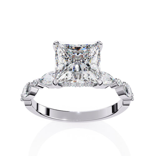 Elegant Central Stone Diamond Ring with Radiant Side Accents