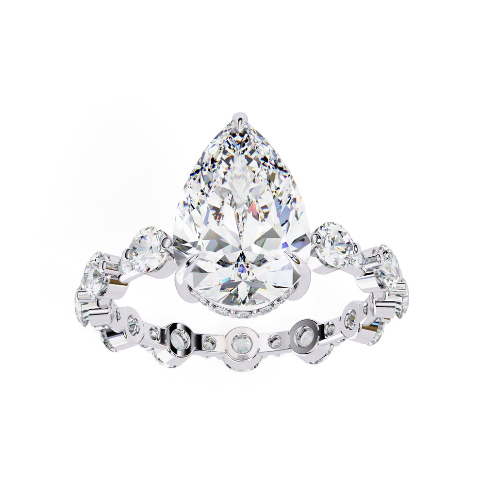 Radiant Central Stone Diamond Ring with Shimmering Side Accents