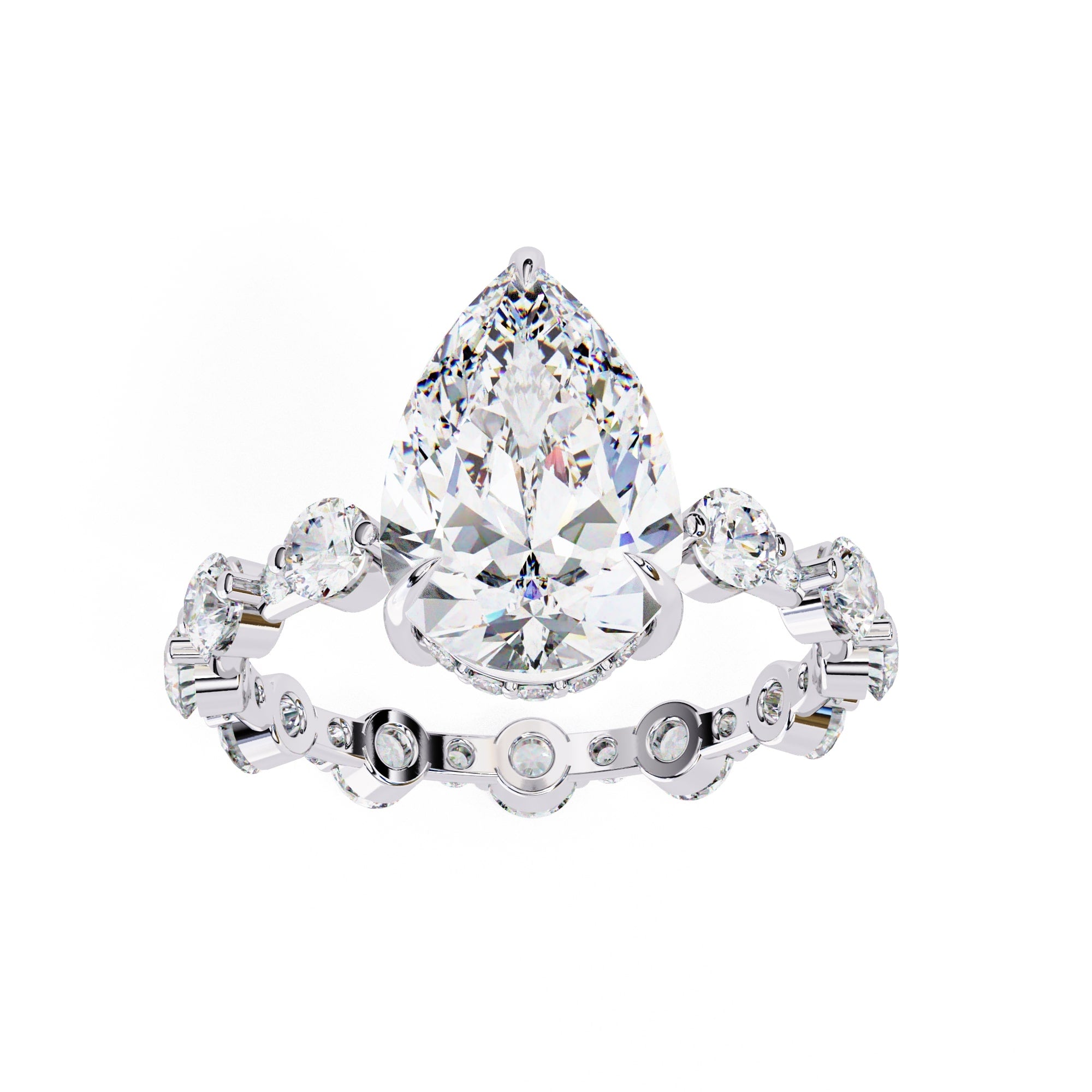 Radiant Central Stone Diamond Ring with Shimmering Side Accents