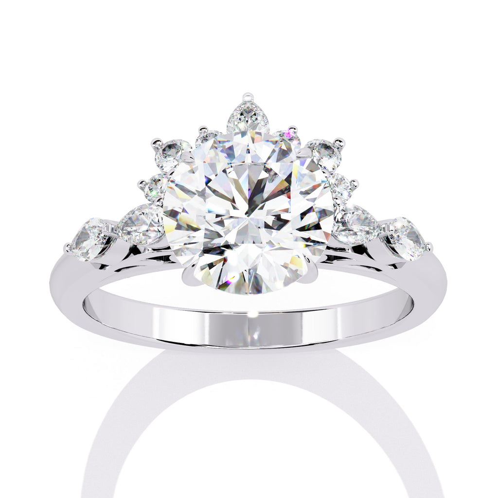 Radiant Central Stone Diamond Ring with Shimmering Side Accents