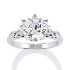 Radiant Central Stone Diamond Ring with Shimmering Side Accents