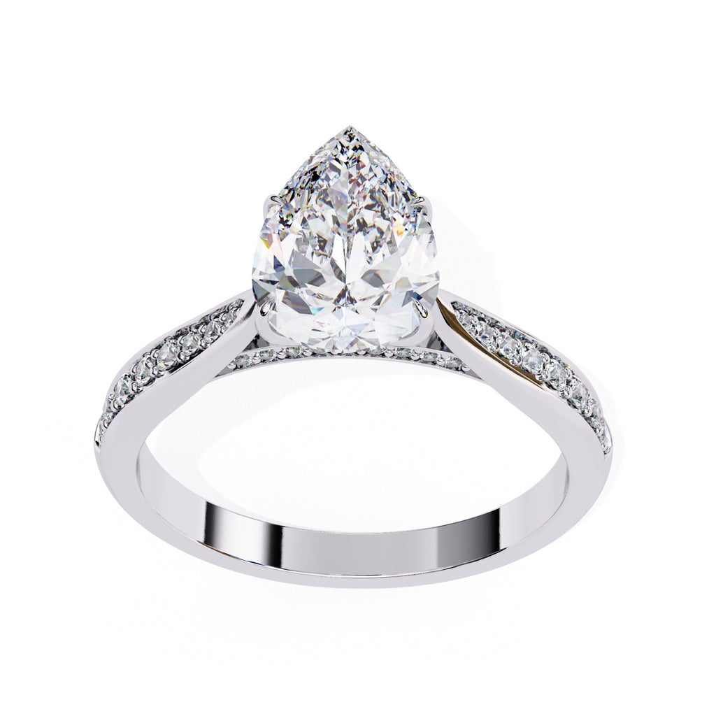 Radiant Central Stone Diamond Ring with Shimmering Side Accents