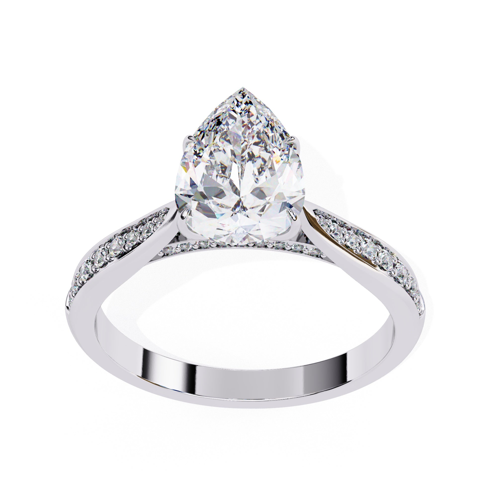 Radiant Central Stone Diamond Ring with Shimmering Side Accents