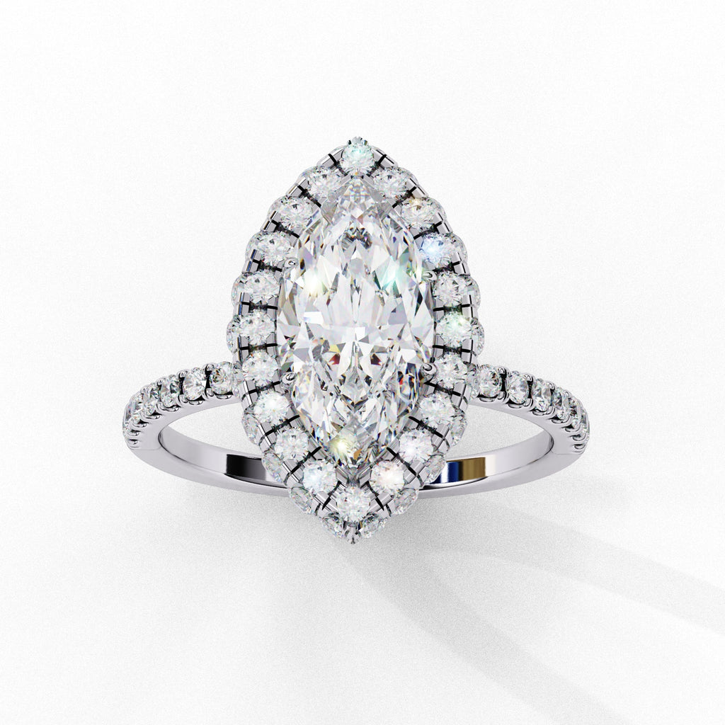 Radiant Diamond Cluster Central Stone Ring