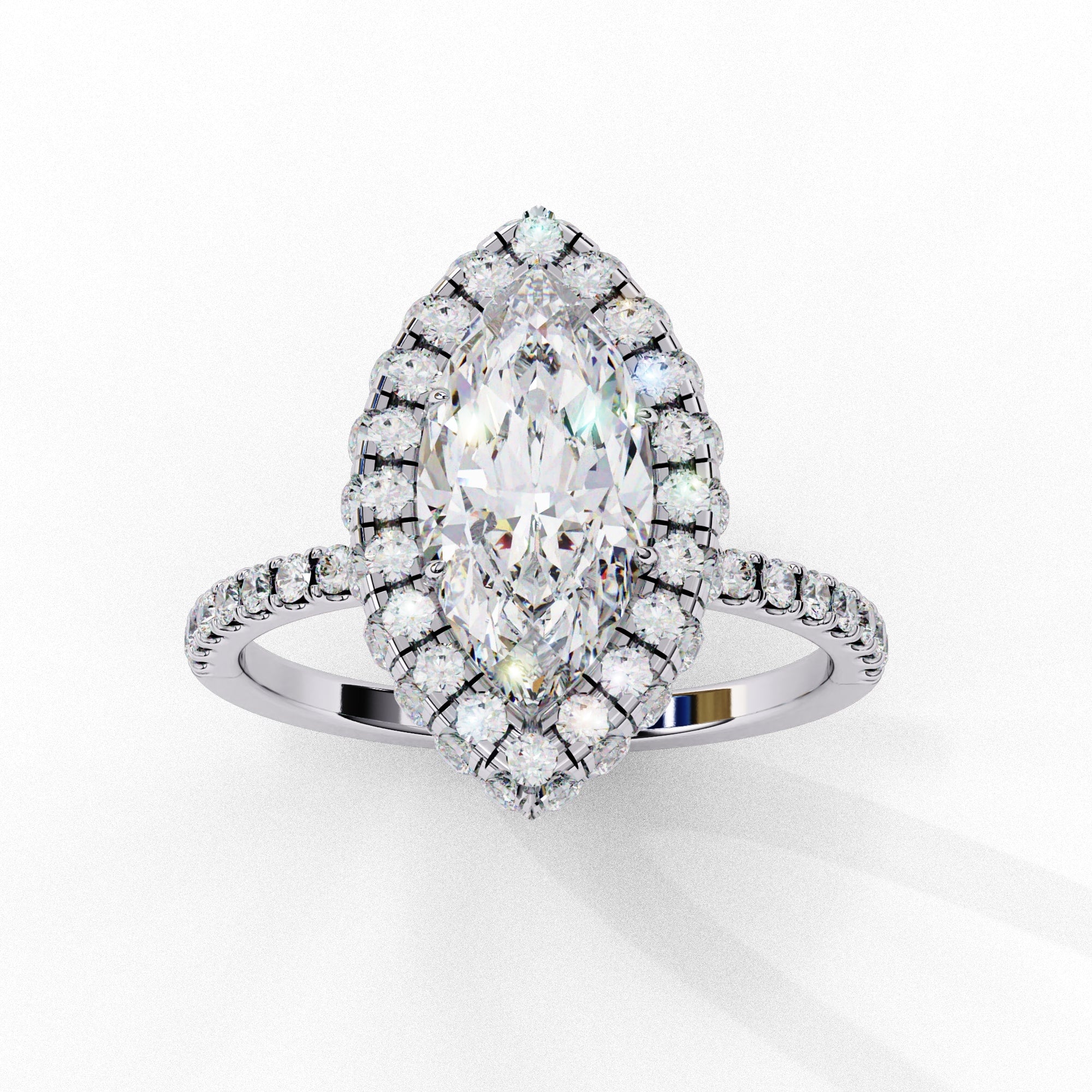 Radiant Diamond Cluster Central Stone Ring
