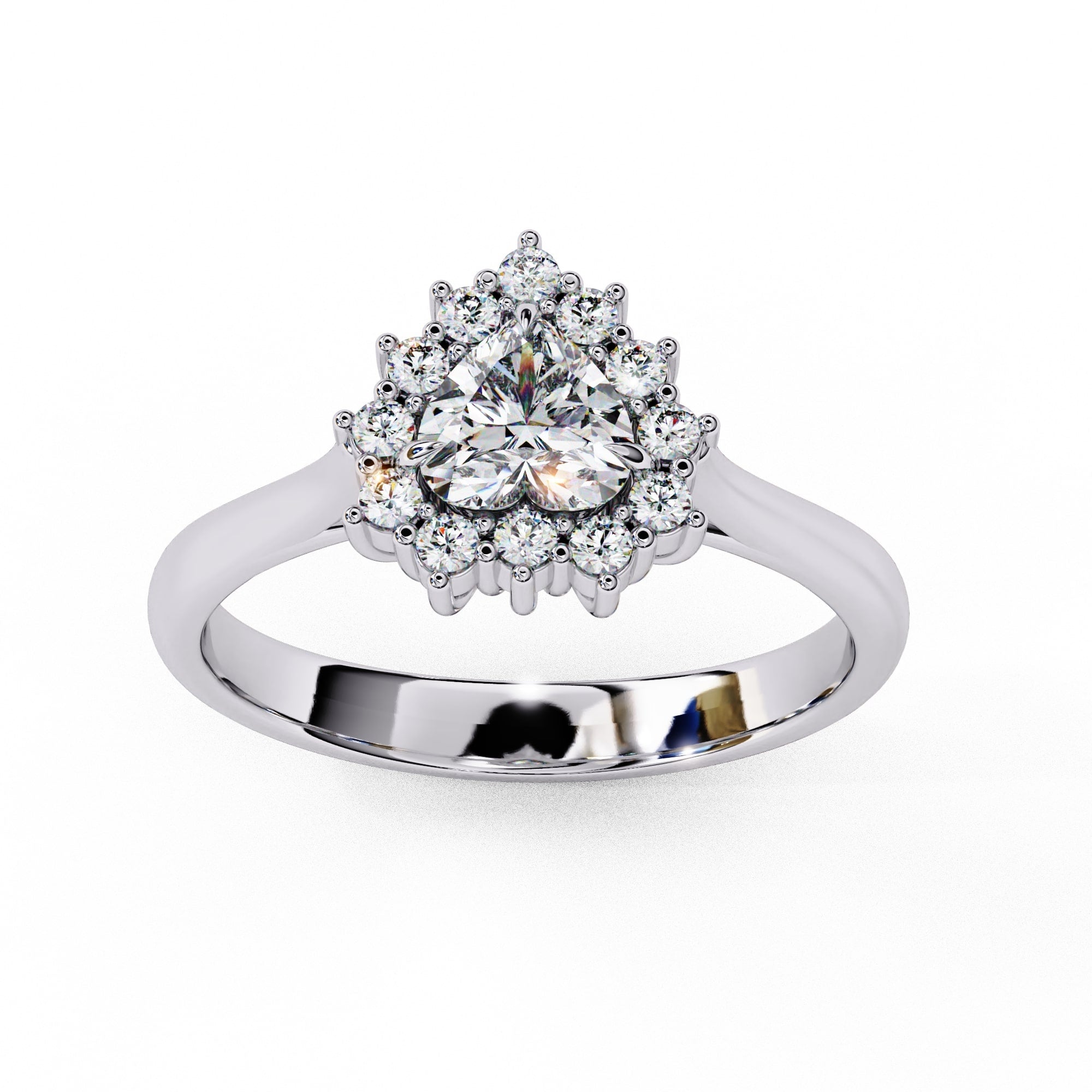 Radiant Central Stone Diamond Ring with Sparkling Side Accents
