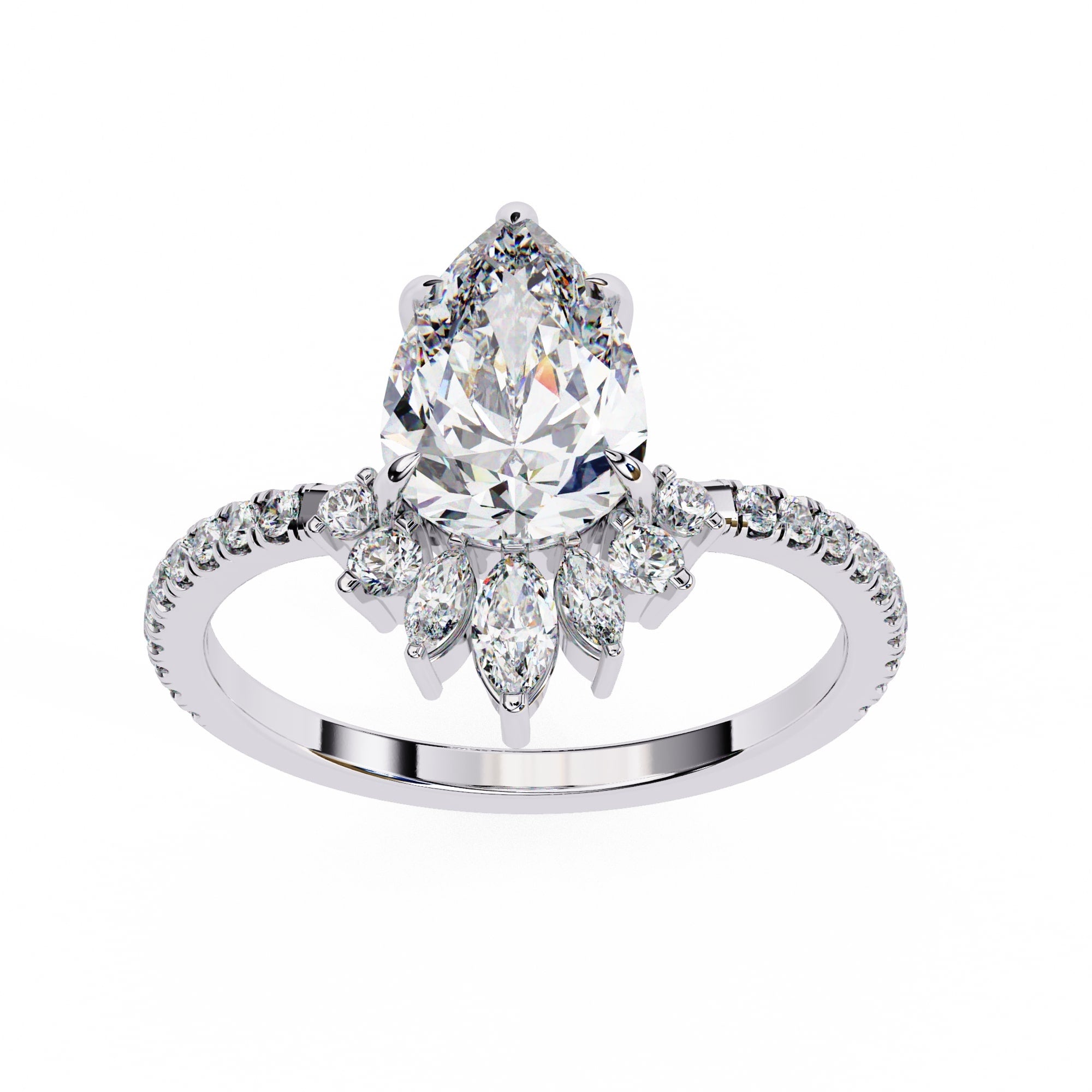 Elegant Central Stone Diamond Ring with Side Accents