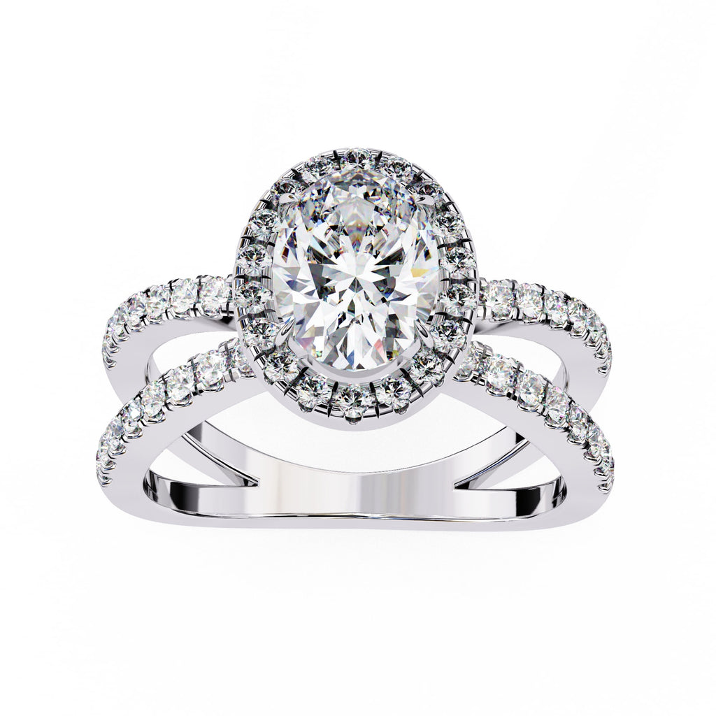 Radiant Central Stone Diamond Ring with Shimmering Side Accents