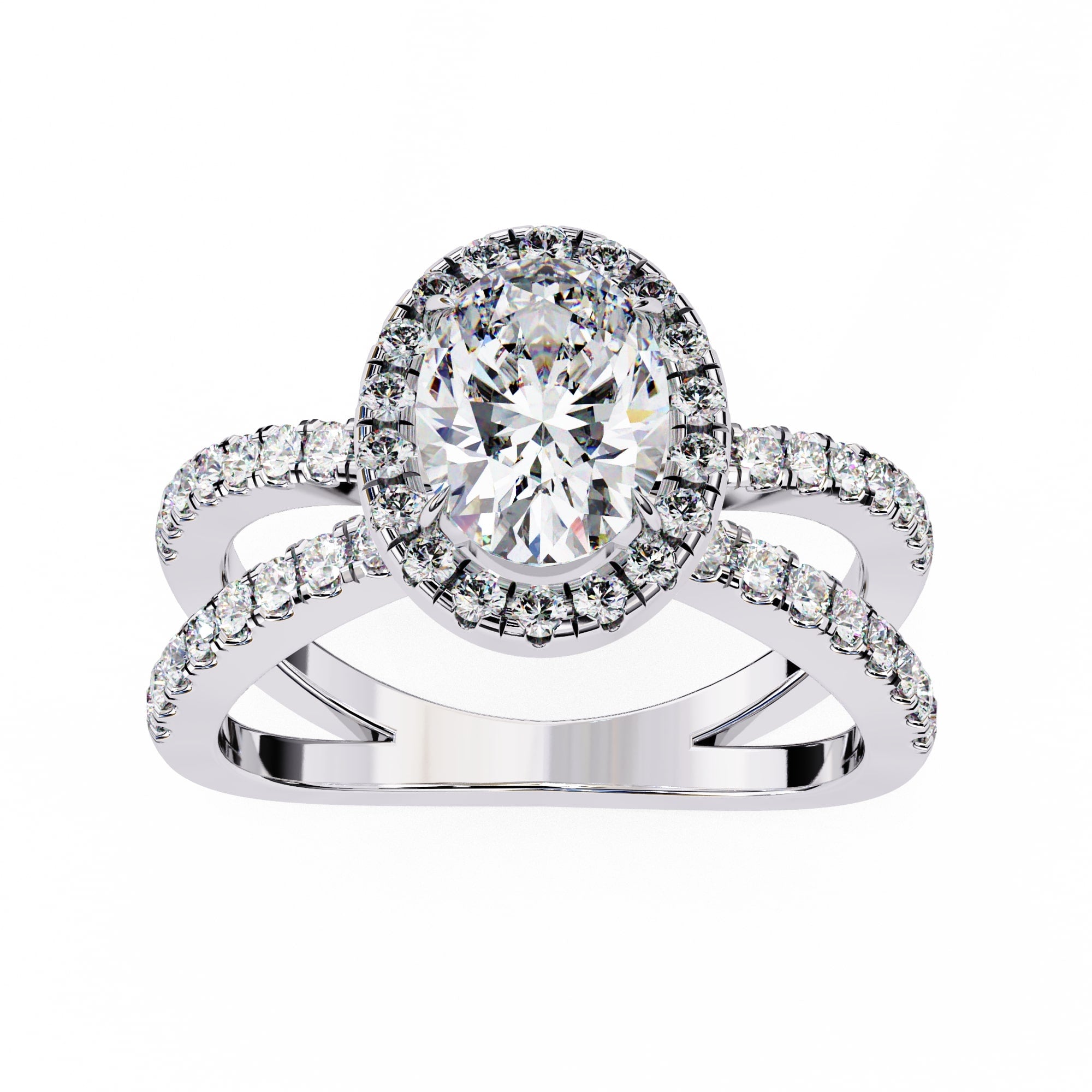 Radiant Central Stone Diamond Ring with Shimmering Side Accents