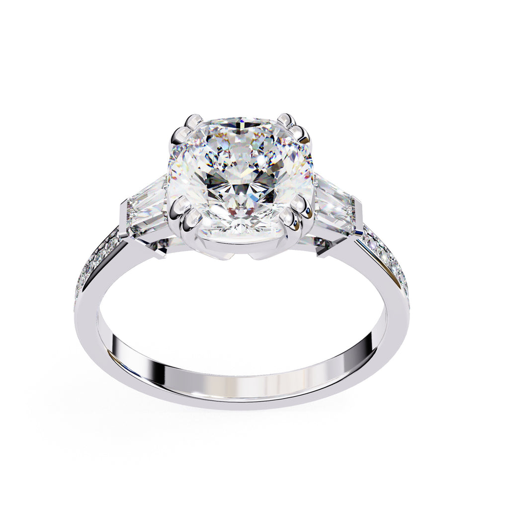 Elegant Central Stone Diamond Ring with Side Accents