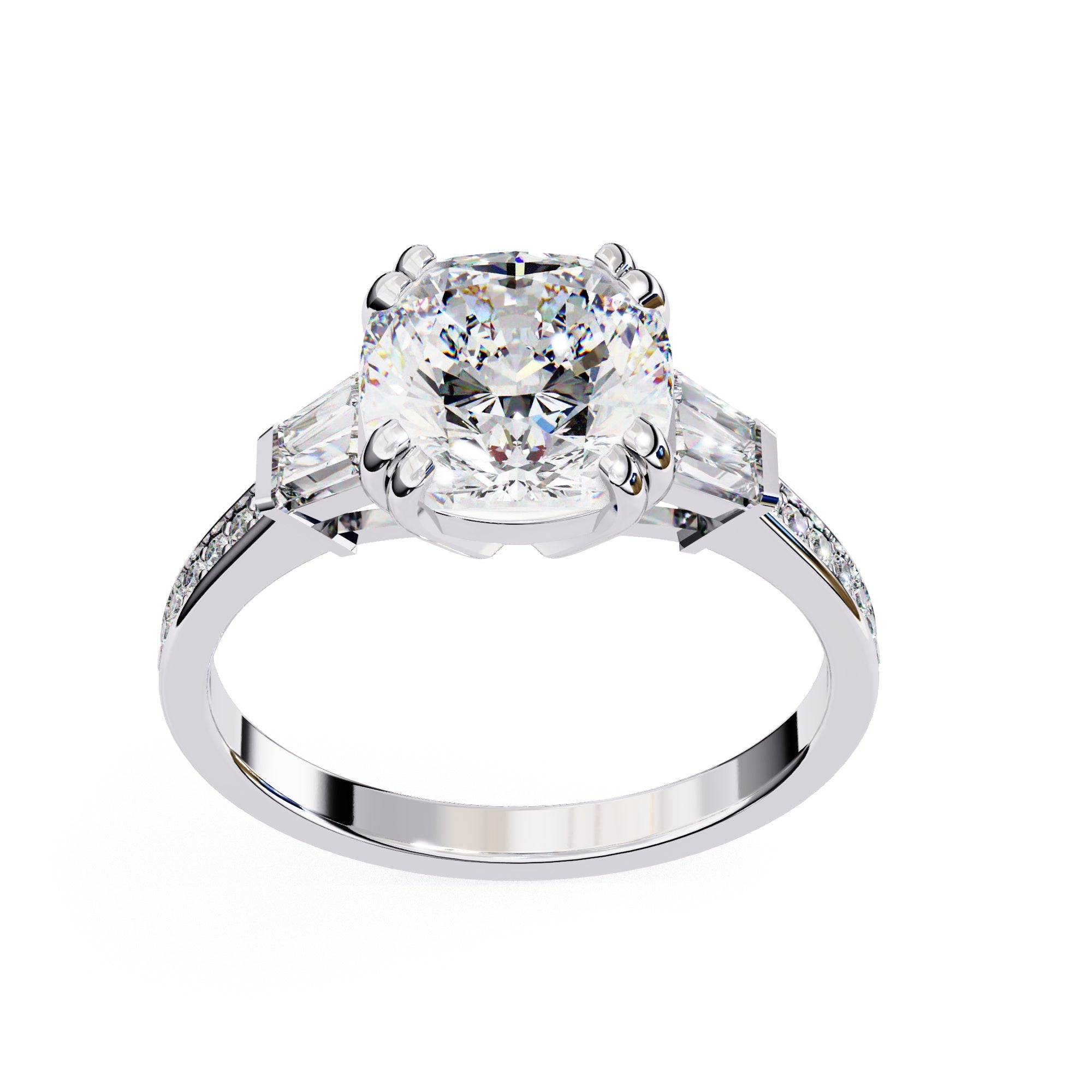 Elegant Central Stone Diamond Ring with Side Accents