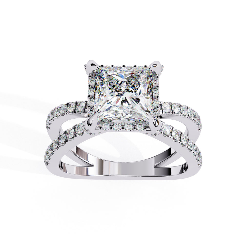 Radiant Central Stone Diamond Elegance Ring