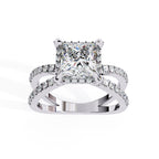 Radiant Central Stone Diamond Elegance Ring
