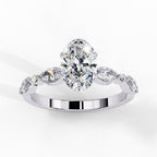 Radiant Central Stone Diamond Ring with Shimmering Side Accents