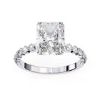 Radiant Central Stone Diamond Ring with Shimmering Accents