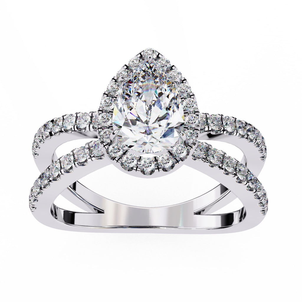Radiant Central Stone Diamond Ring with Shimmering Side Accents