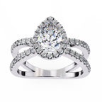 Radiant Central Stone Diamond Ring with Shimmering Side Accents