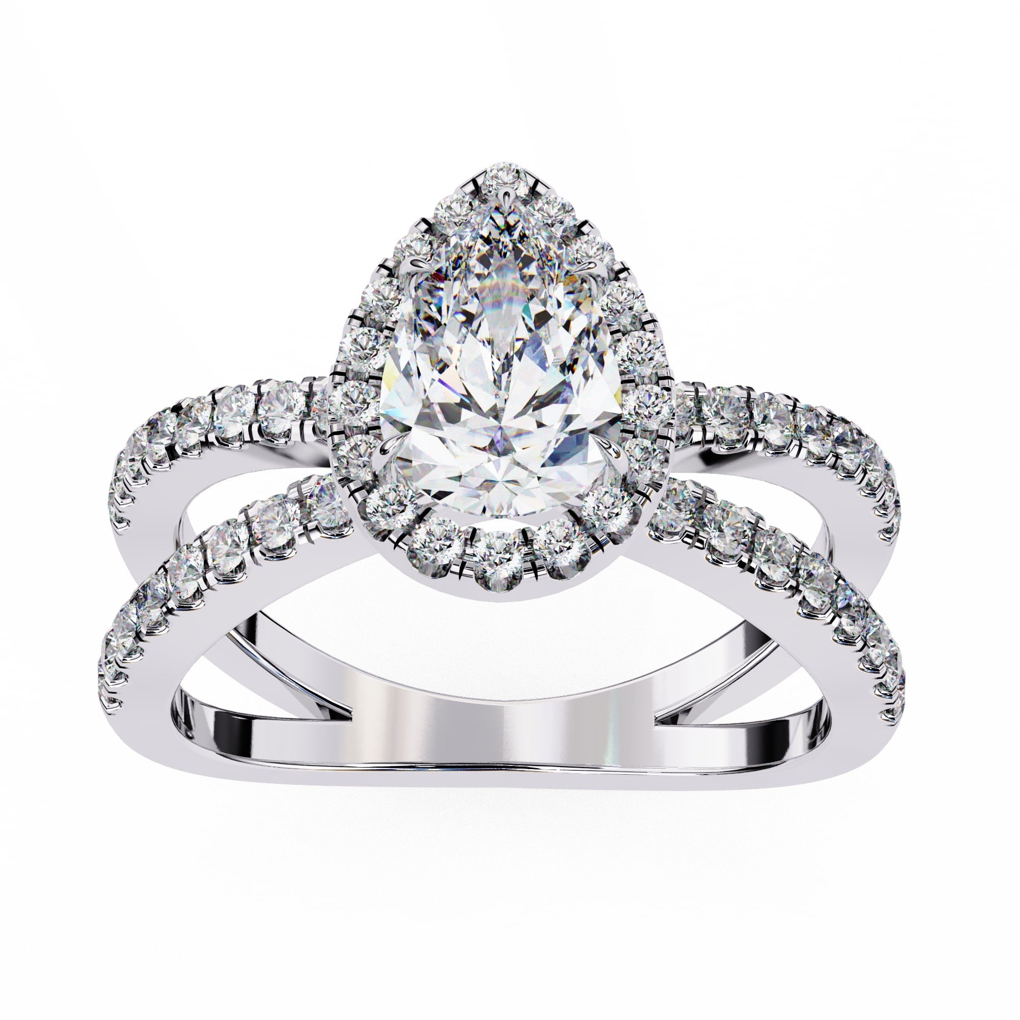 Radiant Central Stone Diamond Ring with Shimmering Side Accents