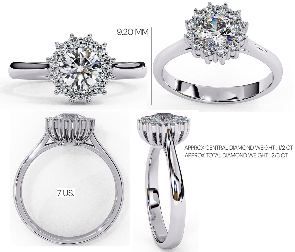 Elegant Central Stone Diamond Ring with Side Stone Brilliance