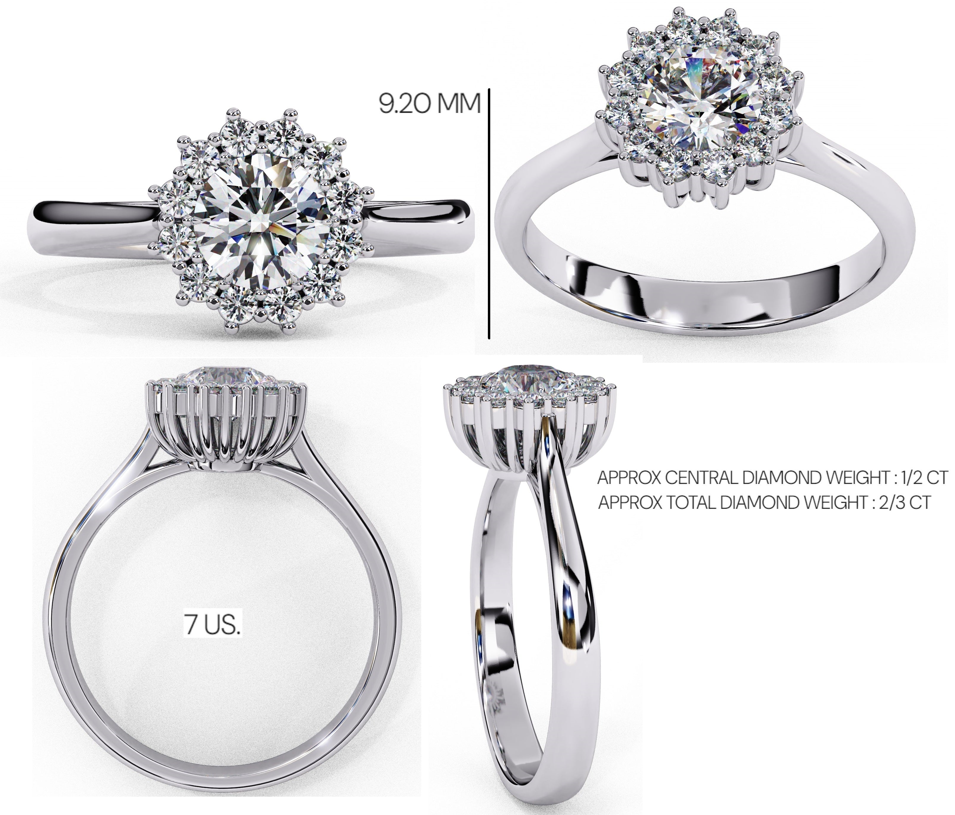 Elegant Central Stone Diamond Ring with Side Stone Brilliance