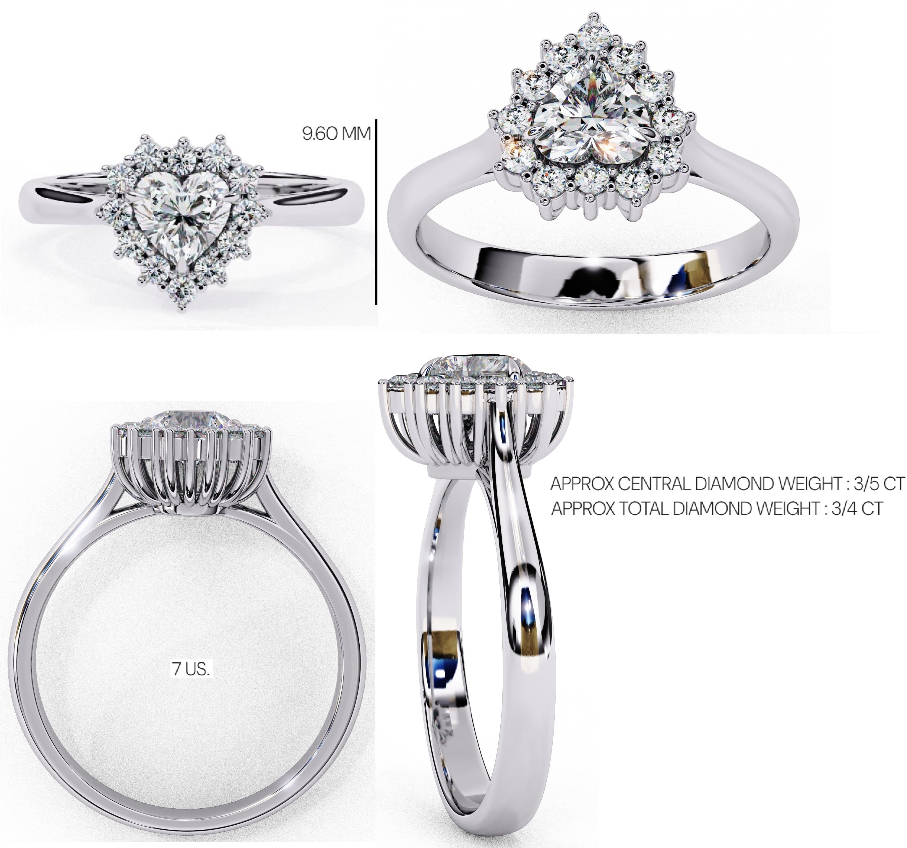 Radiant Central Stone Diamond Ring with Sparkling Side Accents