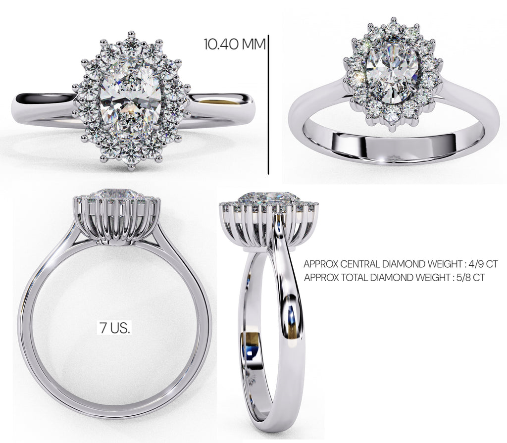 Elegant Central Stone Diamond Side Accent Ring