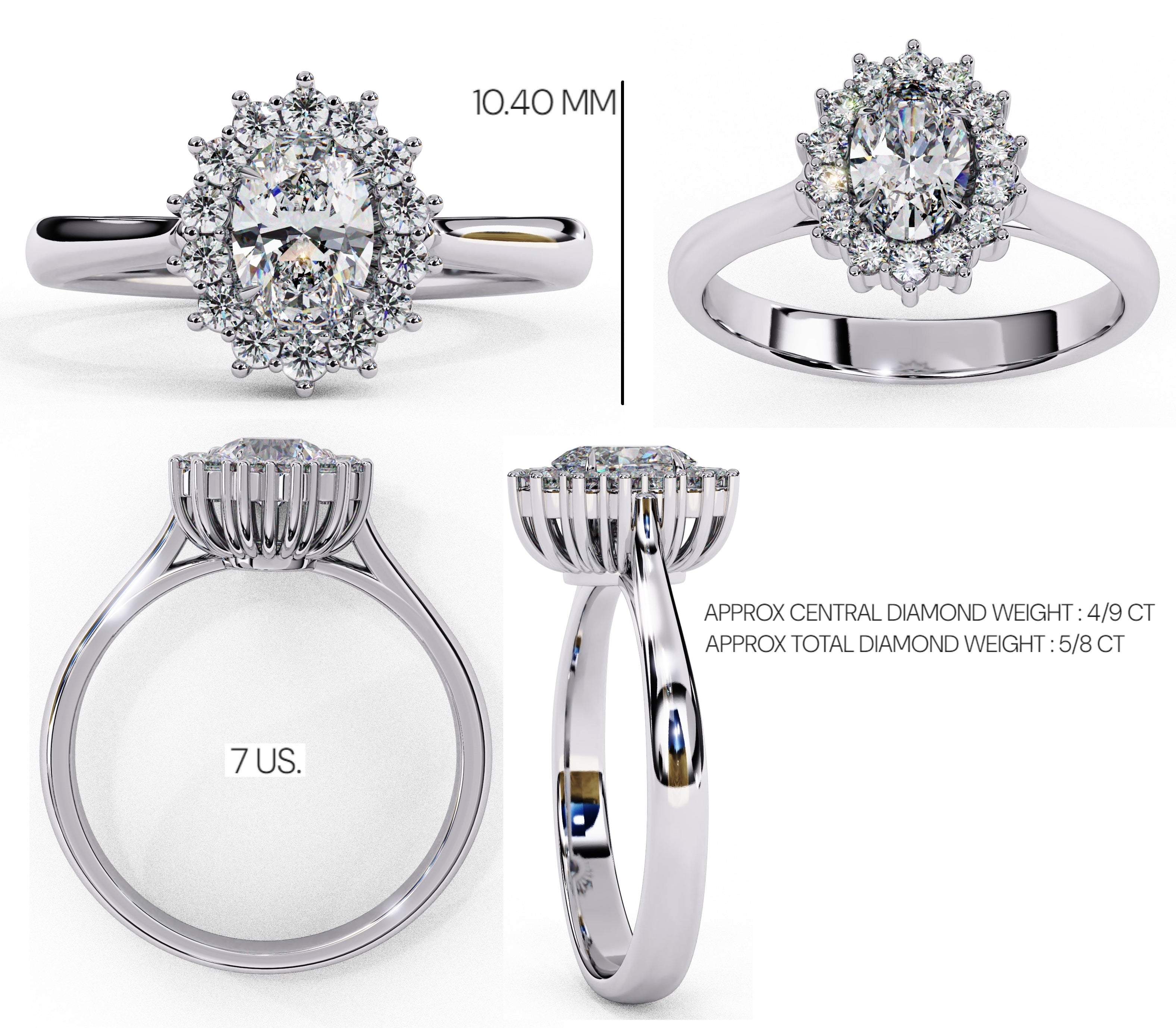 Elegant Central Stone Diamond Side Accent Ring