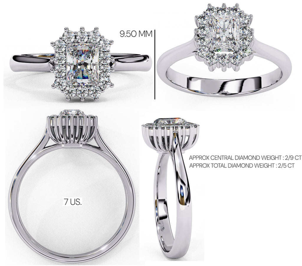 Elegant Central Stone Diamond Halo Ring