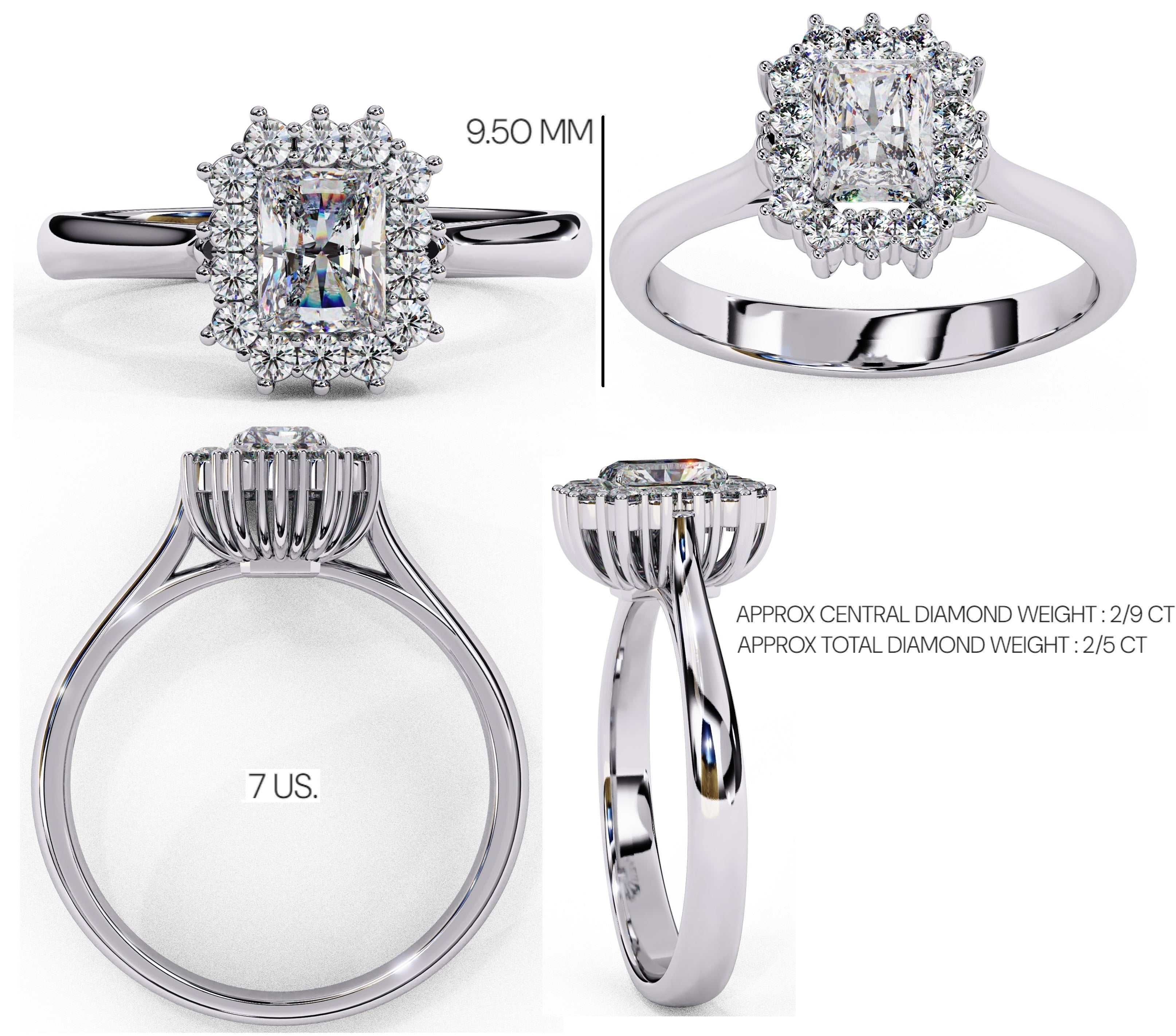Elegant Central Stone Diamond Halo Ring