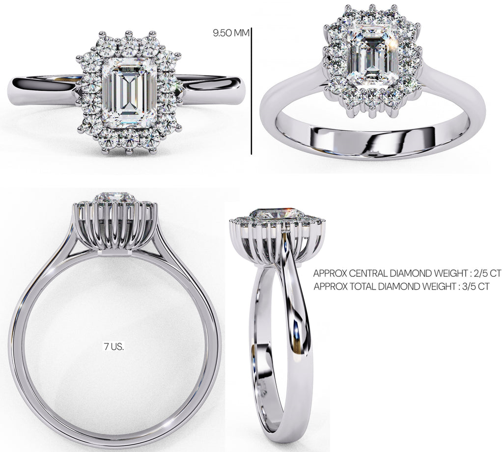 Elegant Central Stone Diamond Halo Ring
