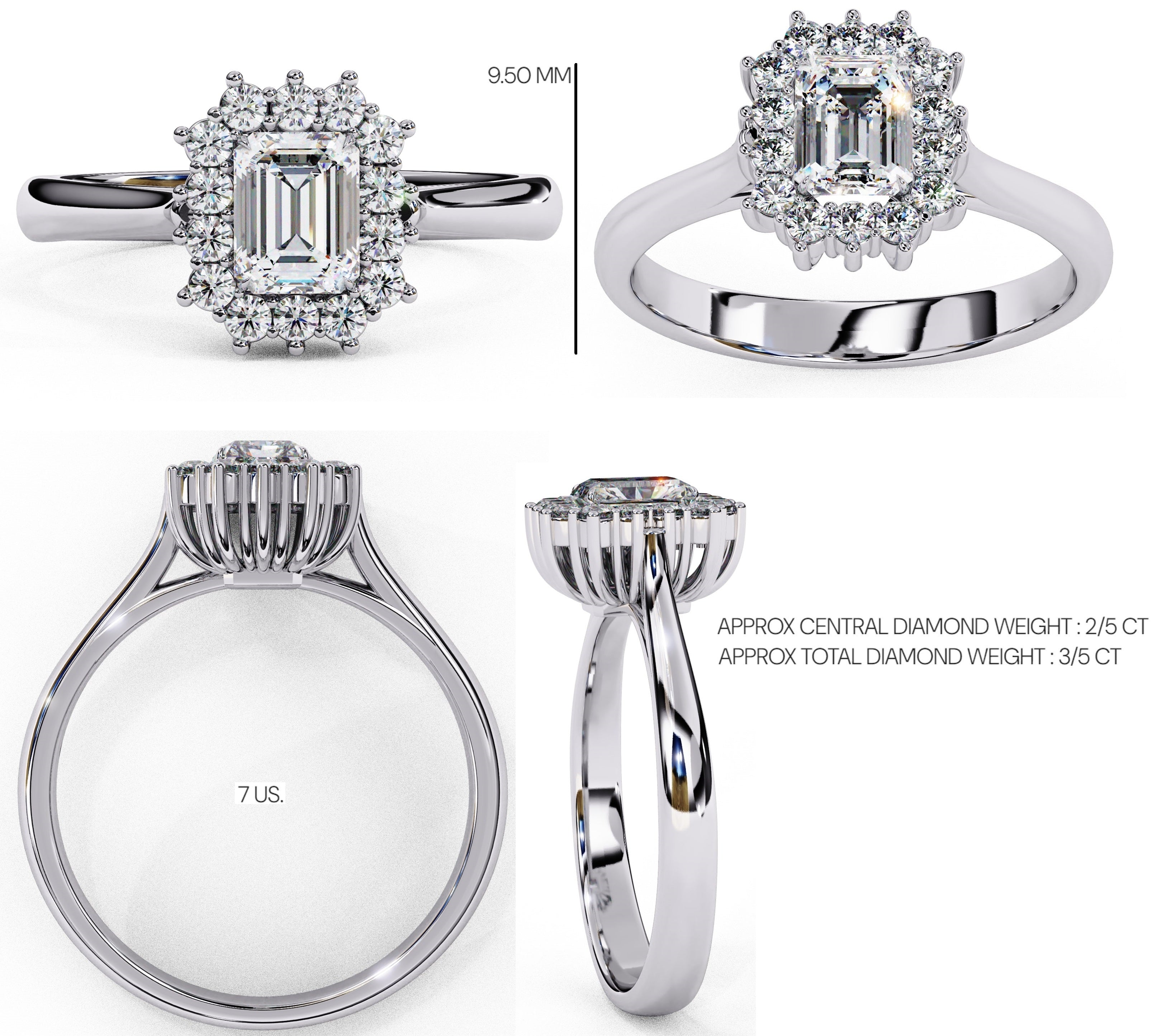 Elegant Central Stone Diamond Halo Ring