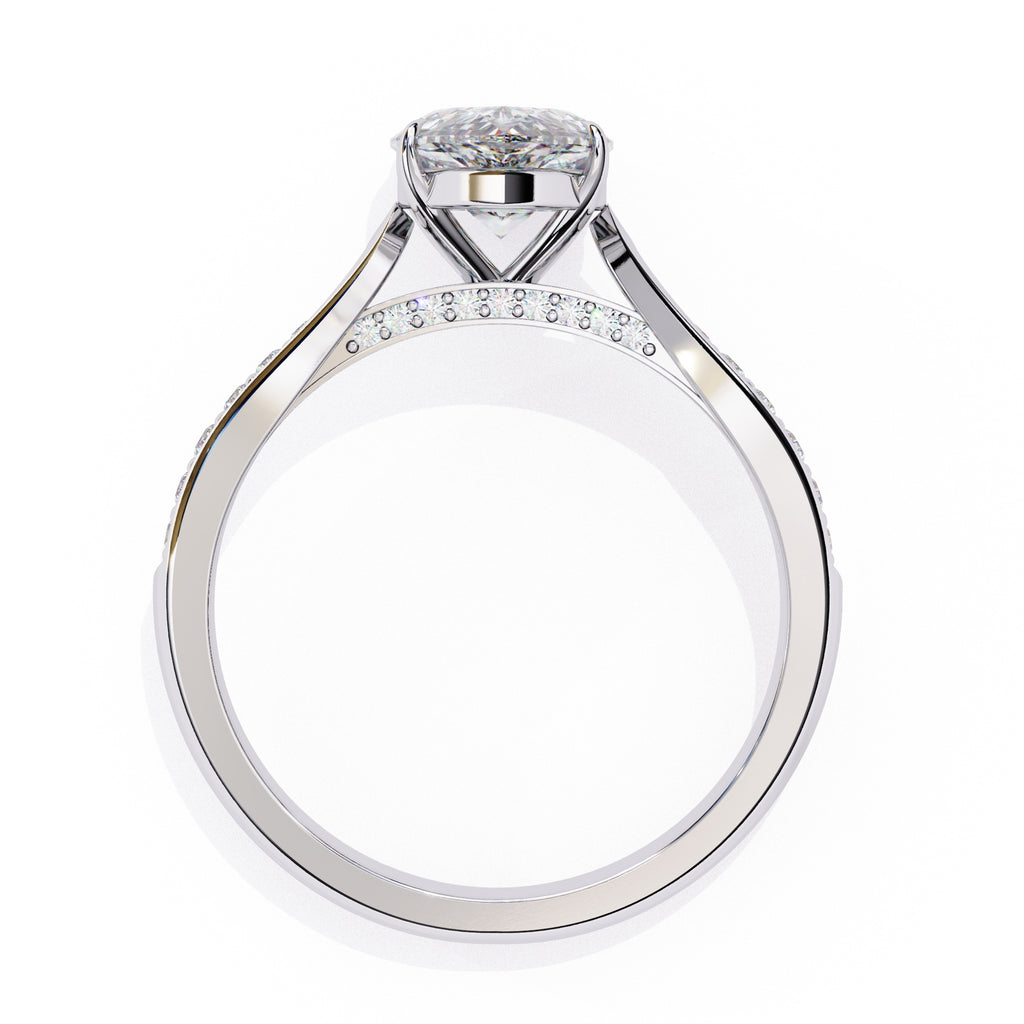 Radiant Central Stone Diamond Ring with Shimmering Side Accents