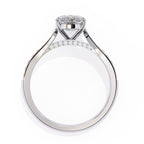 Radiant Central Stone Diamond Ring with Shimmering Side Accents
