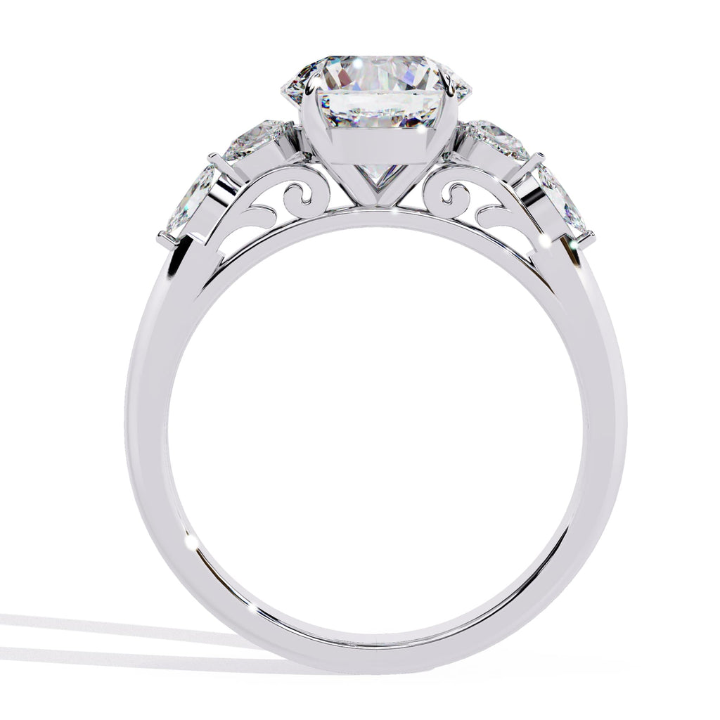 Radiant Central Stone Diamond Ring with Shimmering Side Accents