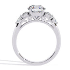 Radiant Central Stone Diamond Ring with Shimmering Side Accents