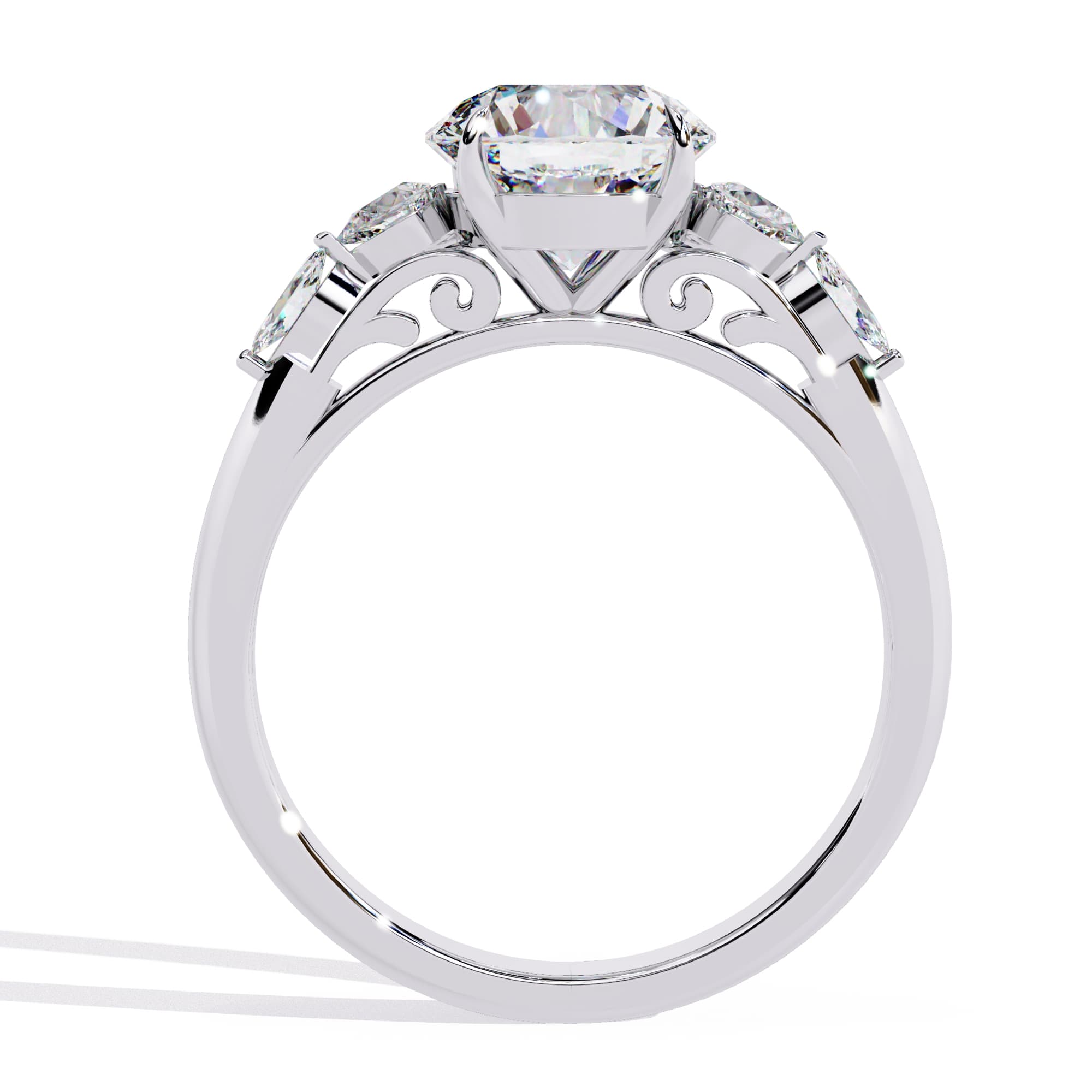 Radiant Central Stone Diamond Ring with Shimmering Side Accents