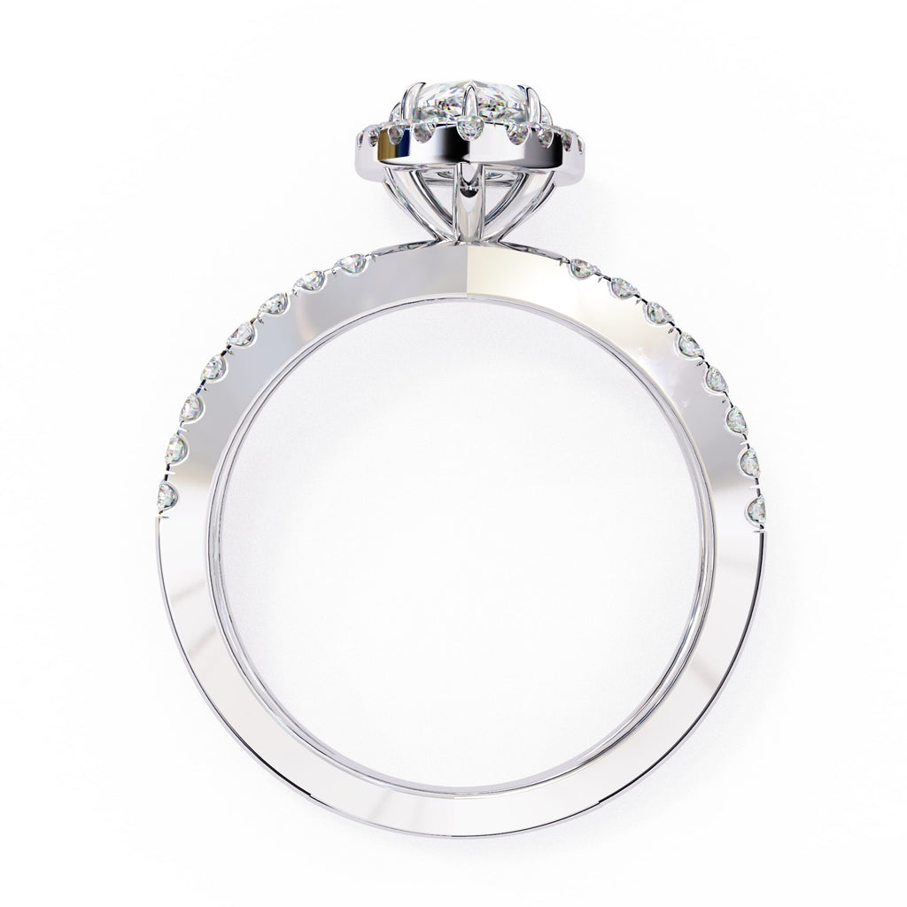 Radiant Central Stone Diamond Ring with Shimmering Side Accents