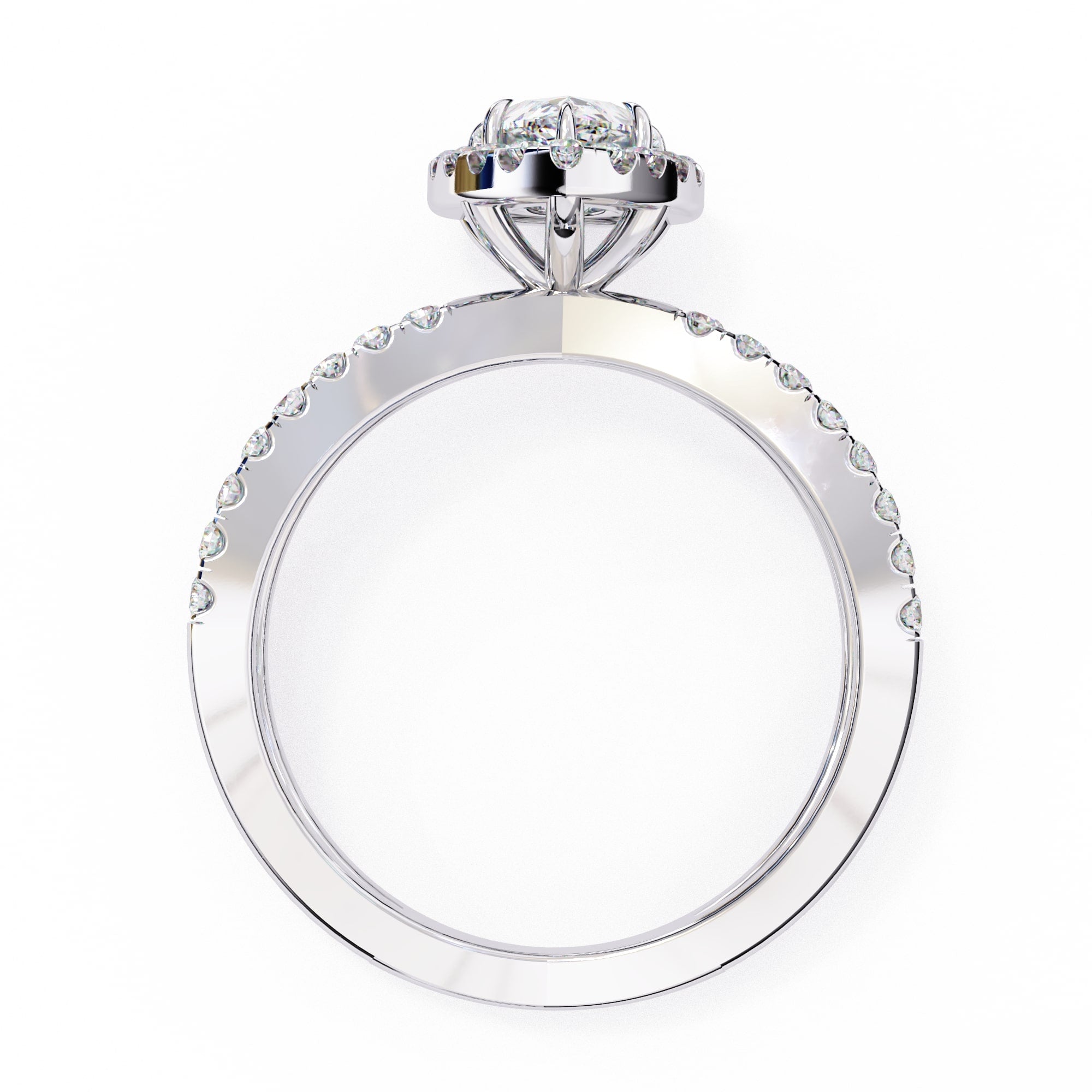 Radiant Central Stone Diamond Ring with Shimmering Side Accents
