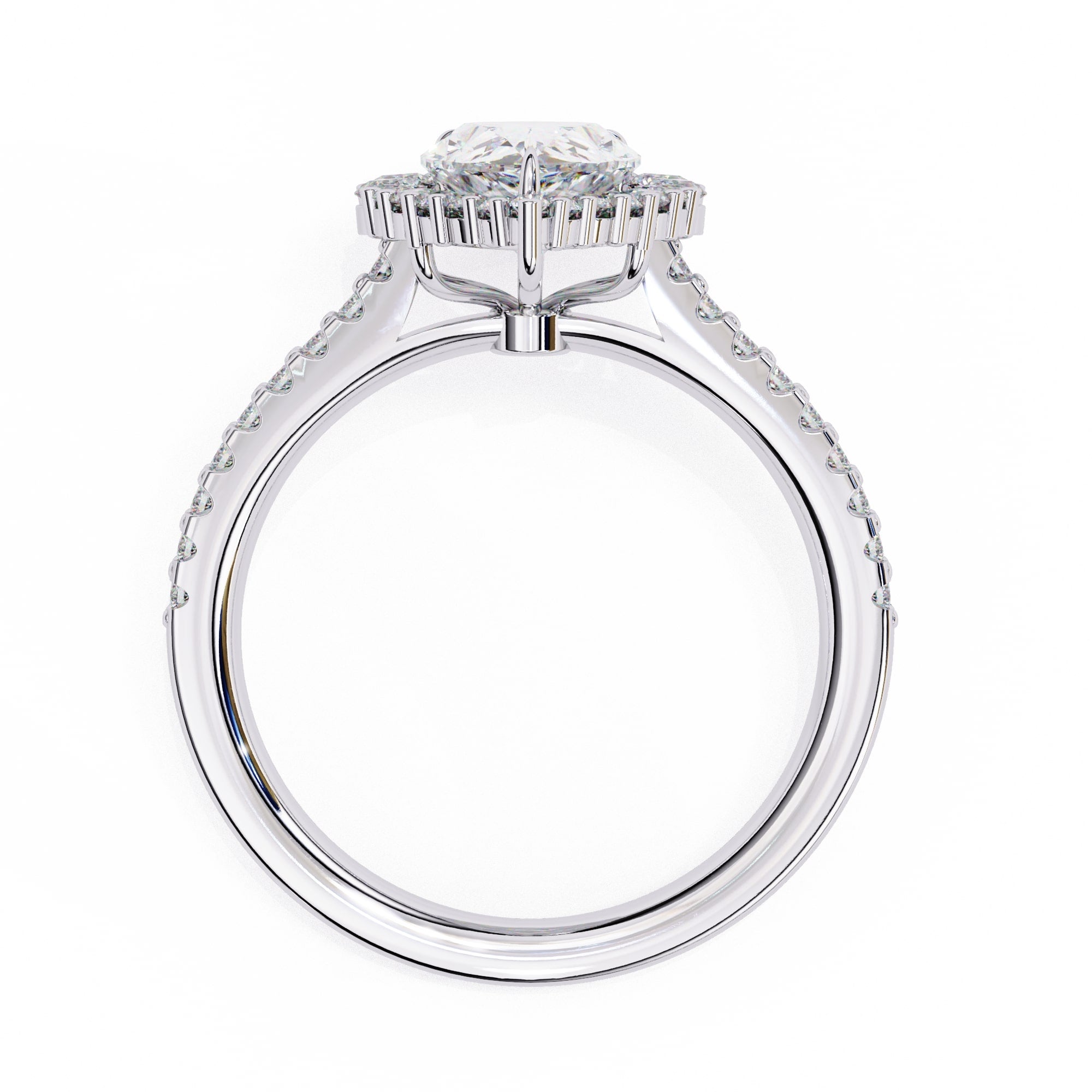 Radiant Central Stone Diamond Side Accent Ring