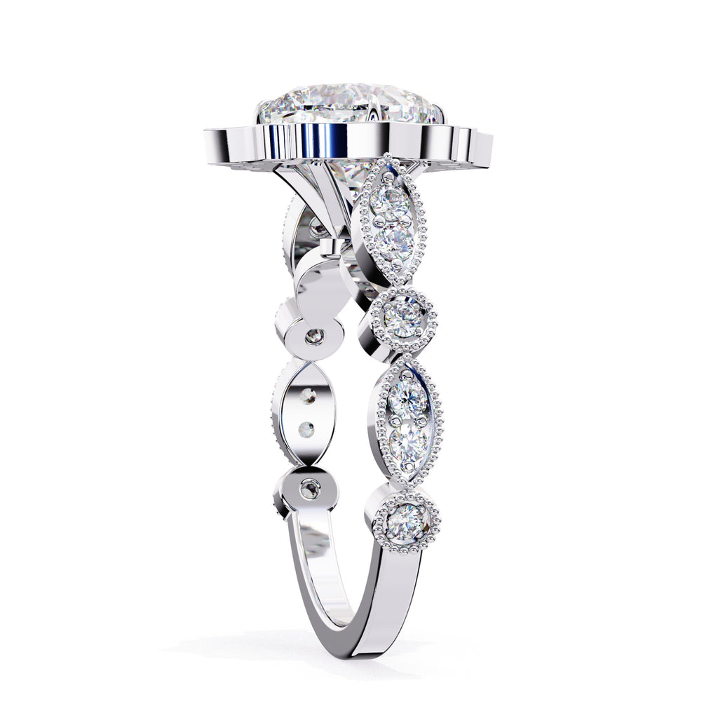 Elegant Diamond Central Stone and Side Accents Ring