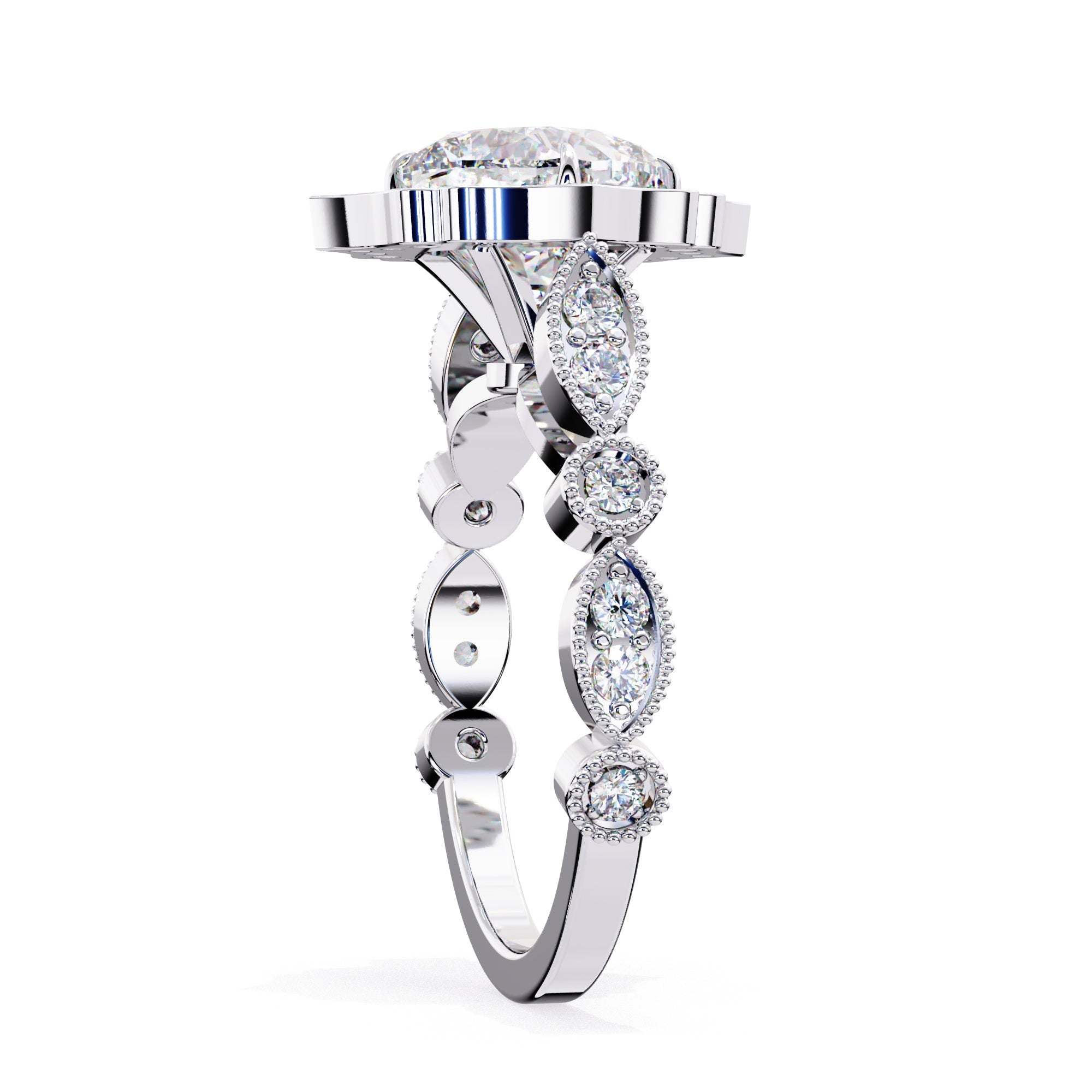 Elegant Diamond Central Stone and Side Accents Ring