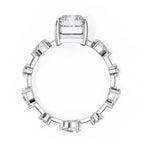 Radiant Central Stone Diamond Ring with Shimmering Side Accents