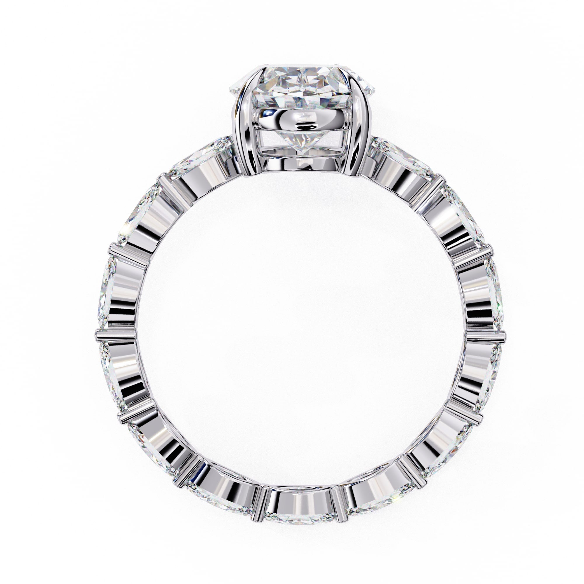 Elegant Diamond Central Stone Ring with Brilliant Side Accents