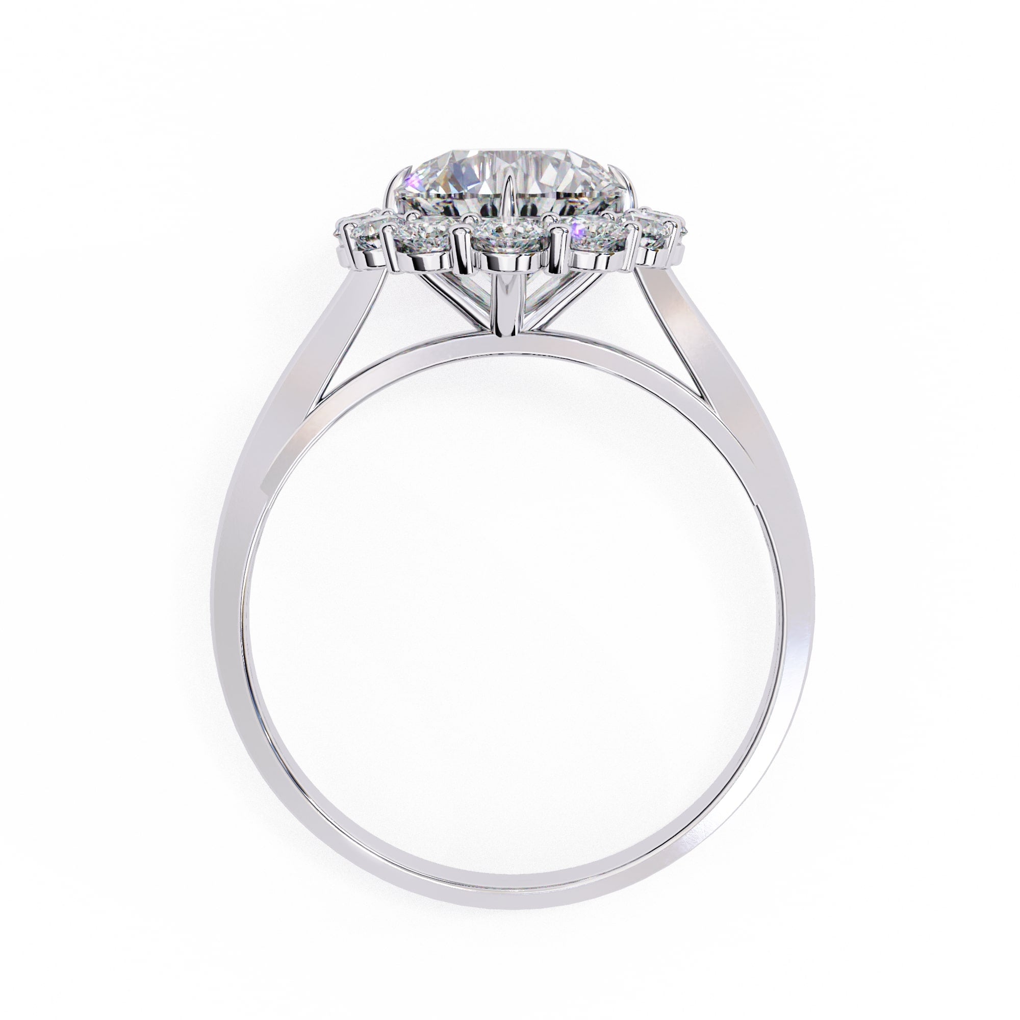 Elegant Central Stone Diamond Halo Ring