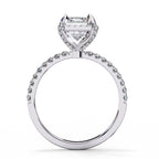 Radiant Central Stone Diamond Ring with Shimmering Side Accents