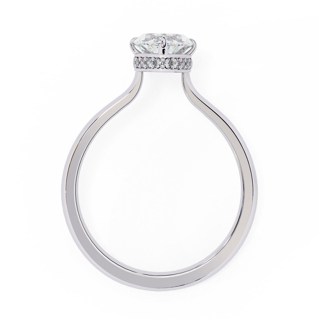 Radiant Central Stone Diamond Ring with Shimmering Side Accents