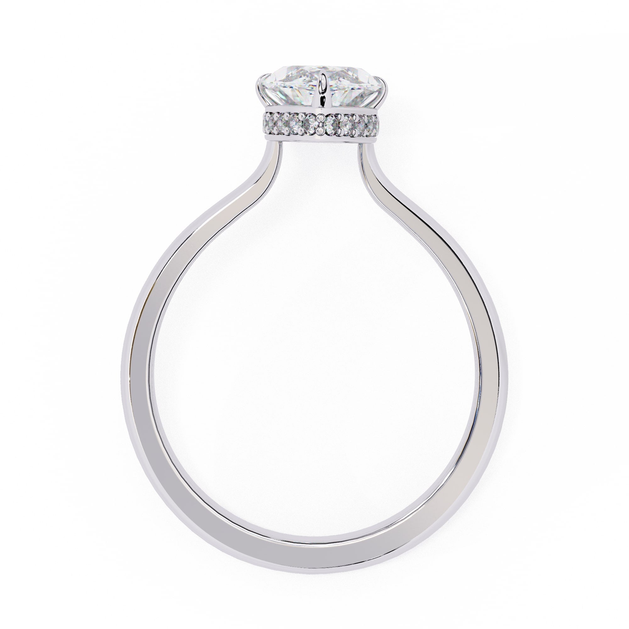 Radiant Central Stone Diamond Ring with Shimmering Side Accents